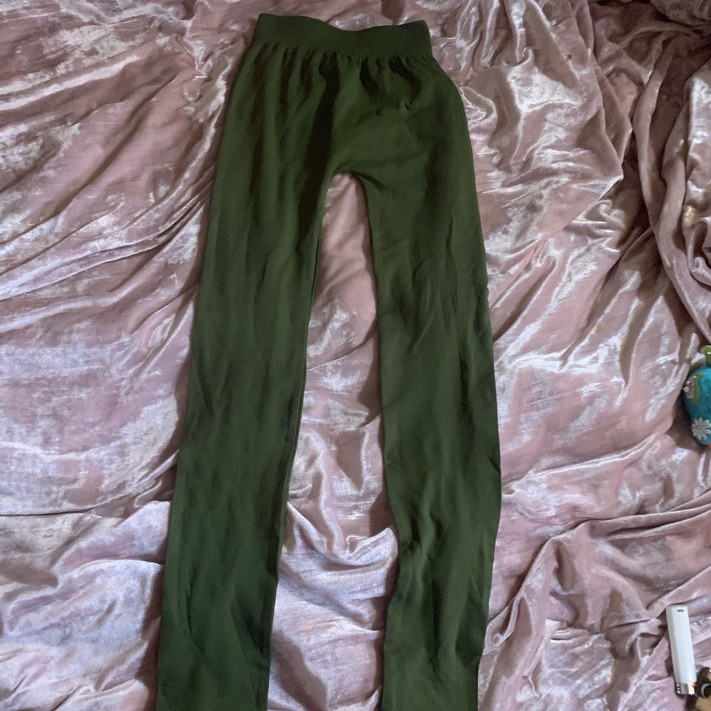 NWT Nikibiki tight stretchy long forest green leggings O/S